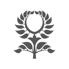 Abstract foliate element.  Deciduous ornament. Pattern.