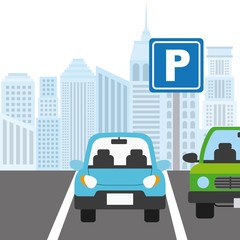Fototapeta premium car parked in parking zone. colorful design. vector illustration