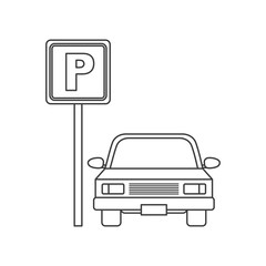 parking zone sign with car icon. vector illustration