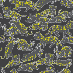 Seamless pattern of wild cat
