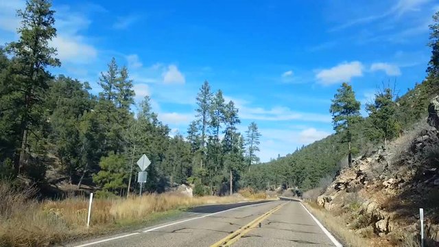 Driving on highway route 89A, away from North rim, Grand canyon, in Arizona, United states of America