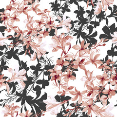 Seamless Pattern of wild flowers, watercolor  image  on a colored background