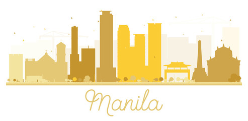 Manila City skyline golden silhouette.