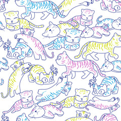 Seamless pattern of wild cat