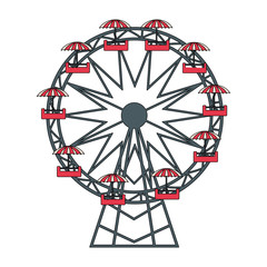 Ferris wheel icon. Carnival fair circus entertainment and festival theme. Isolated design. Vector illustration