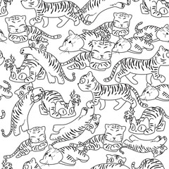 Seamless pattern of wild cat