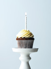 Birthday cupcake with candle