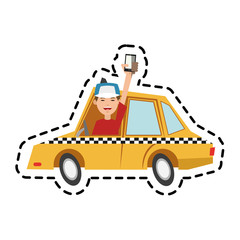 Taxi icon. Car transport vehicle and cab theme. Isolated design. Vector illustration