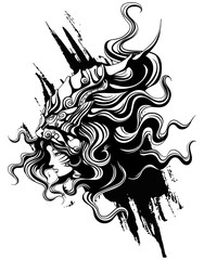 the girl in the mask the lion painted in the Chinese style