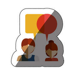 Bubble and people icon. Communication message discussion and conversation theme. Isolated design. Vector illustration