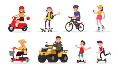 People and wheeled: vehicles, scooter, skateboard, bicycle, roll © tynyuk