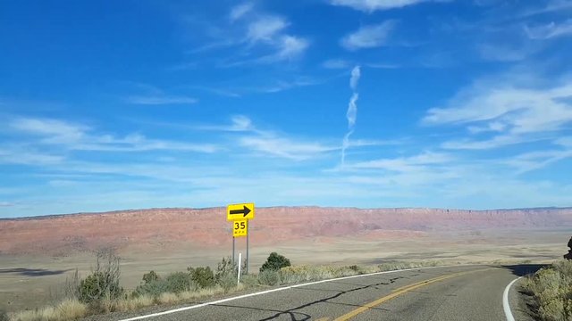 Driving view on route 89A, north of marble canyon, in Arizona, United states of America