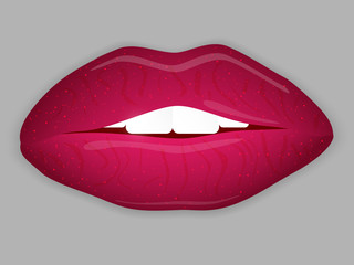 Open Mouth with red lips. Vector illustration.