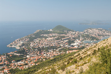 Fototapeta na wymiar Nice view of the city of Dubrovnik surrounded by mountains and the sea. Croatia