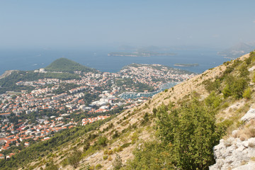 Beautiful view of Dubrovnik city, the port and the island. Croatia