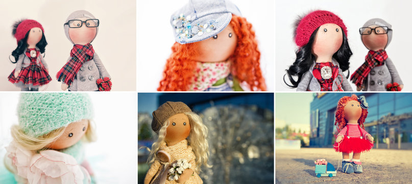A selection of photos from rag handmade dolls with natural hair