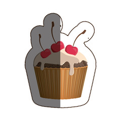 Muffin icon. Cupcake dessert sweet and bakery theme. Isolated design. Vector illustration