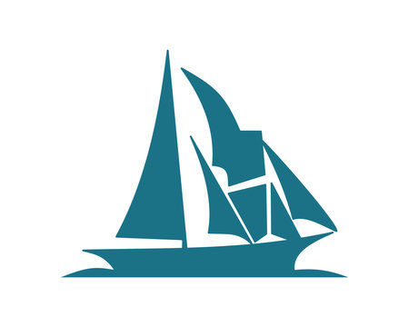 blue sail ship icon