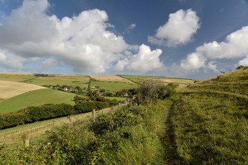 Fototapeta premium Inland scenery at Lulworth Cove on Dorset coast