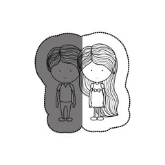 Girl and boy cartoon  icon. Couple relationship family love and romance theme. Isolated design. Vector illustration