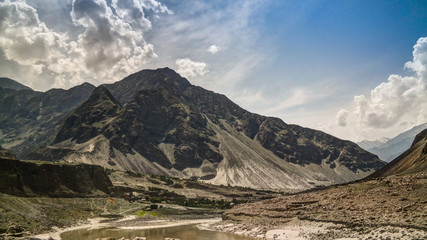 View to Indus river and valley, Karakoram, Pakistan