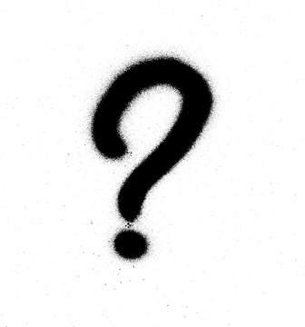 graffiti question mark in black over white