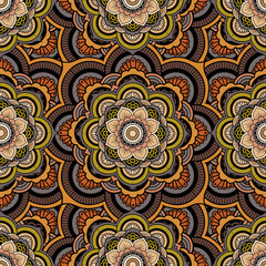 Seamless repeating pattern consisting of colored mandal.Vector