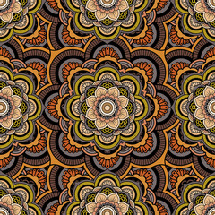 Seamless repeating pattern consisting of colored mandal.Vector