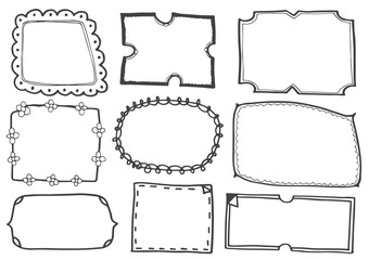 Set of doodle lines hand drawn frames vector illustration