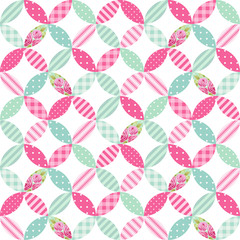 Cute seamless vintage pattern as patchwork in shabby chic style ideal for kitchen textile or bed linen fabric, curtains or interior wallpaper design, can be used for scrap booking paper etc