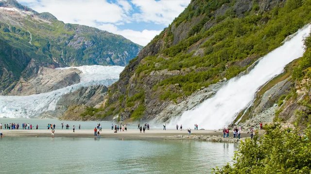 Mendenhall Glacier and Nugget Falls Epic Alaskan Nature Landscape in the Tongass National Forest Park