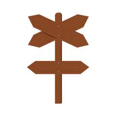 Wooden plates and an index of direction. Cross Arrow signing different directions. Flat color style design.