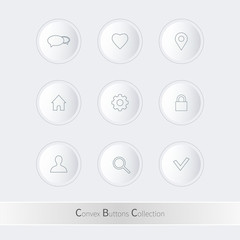 Light Glossy Buttons on White Background.
