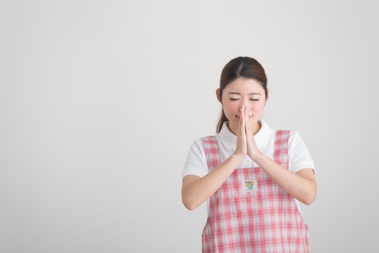 保育士・女性(白バック)