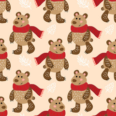 Seamless pattern with bears