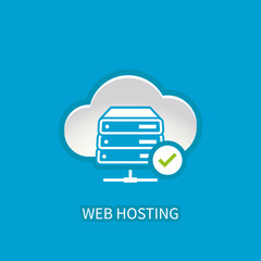 Web hosting server icon with internet cloud storage computing ne