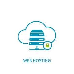 Web hosting server icon with internet cloud storage computing ne