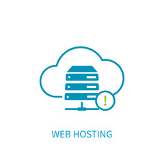 Web hosting server icon with internet cloud storage computing ne