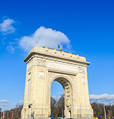 Fototapeta na wymiar The Arch of Triumph (Arcul de Triumf) from Bucharest Romania