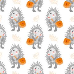 Seamless pattern with hedgehog