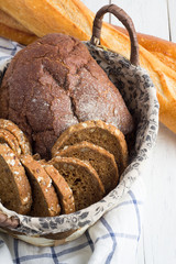 rye bread in a basket