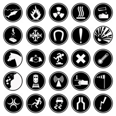 Set of warning and danger signs.