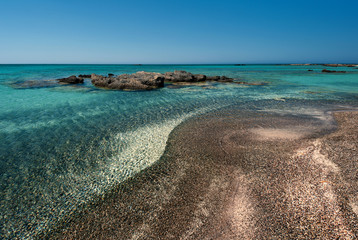 Obraz premium Greece, Crete, Elafonisi Beach. Pink sand at the water's edge