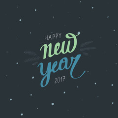 Fototapeta premium Hand drawn Happy hew year lettering. Perfect Xmas design for greeting cards and invitations.