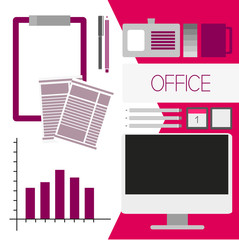 flat office set in the pink scheme