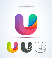 Vector abstract letter U logo design collection. Origami paper style. © nickimpression