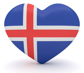 Fototapeta premium Love Iceland: Icelandic Flag Heart, 3d illustration