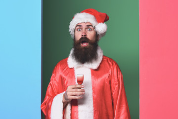 handsome bearded santa claus man