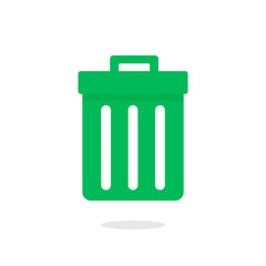 Green trash can icon flat design transparent vector