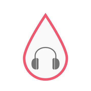 Isolated blood drop with a earphones